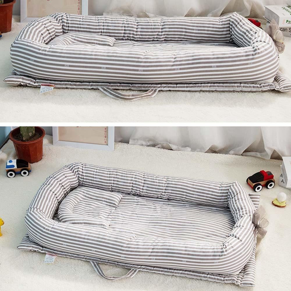Portable Baby Bassinet Lounger for Co-Sleeping Newborn Cri, Portable Baby Travel Bed, Soft Cotton Toddler Bed