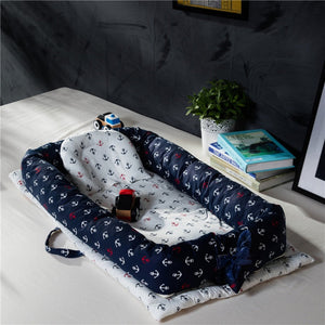 Portable Baby Bassinet Lounger for Co-Sleeping Newborn Cri, Portable Baby Travel Bed, Soft Cotton Toddler Bed