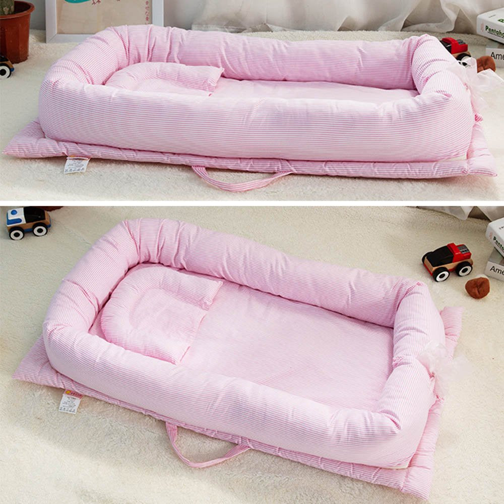 Portable Baby Bassinet Lounger for Co-Sleeping Newborn Cri, Portable Baby Travel Bed, Soft Cotton Toddler Bed