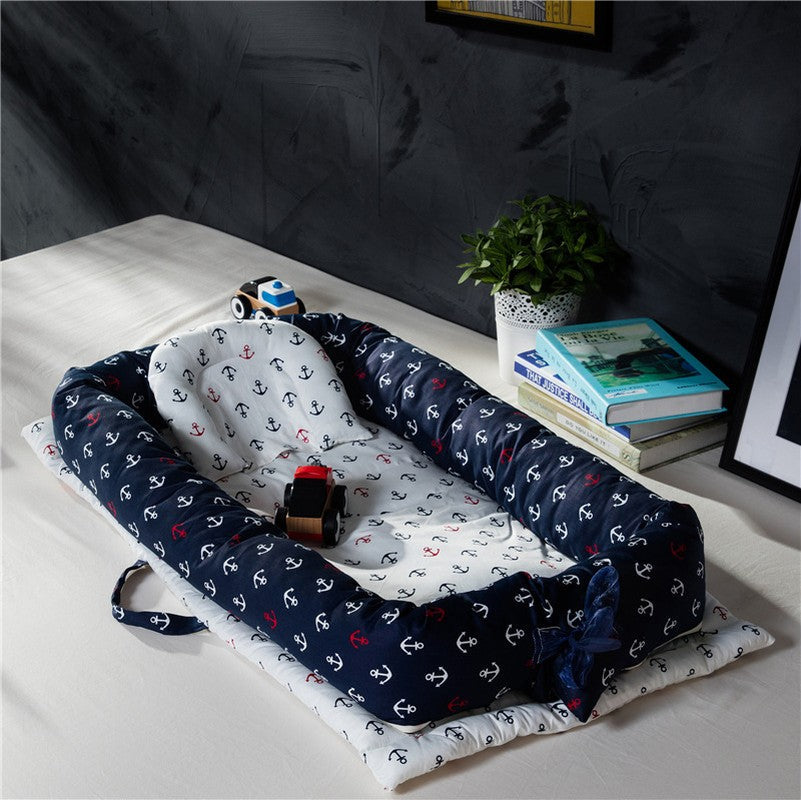 Portable Baby Bassinet Lounger for Co-Sleeping Newborn Cri, Portable Baby Travel Bed, Soft Cotton Toddler Bed
