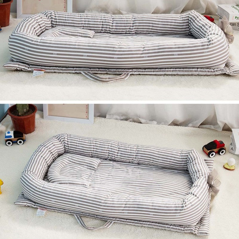 Portable Baby Bassinet Lounger for Co-Sleeping Newborn Cri, Portable Baby Travel Bed, Soft Cotton Toddler Bed