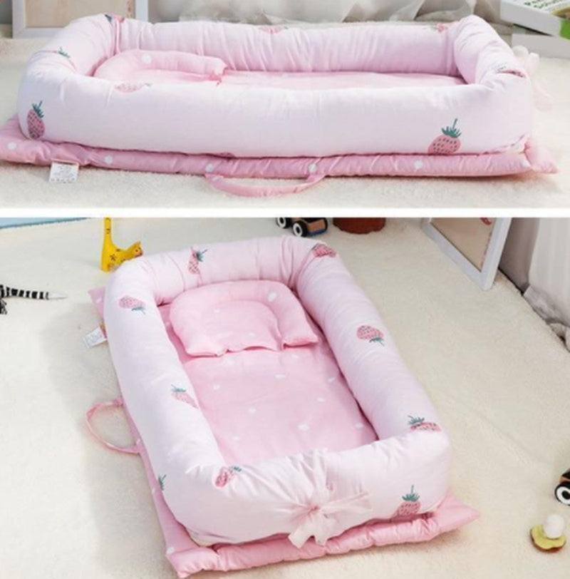 Portable Baby Bassinet Lounger for Co-Sleeping Newborn Cri, Portable Baby Travel Bed, Soft Cotton Toddler Bed