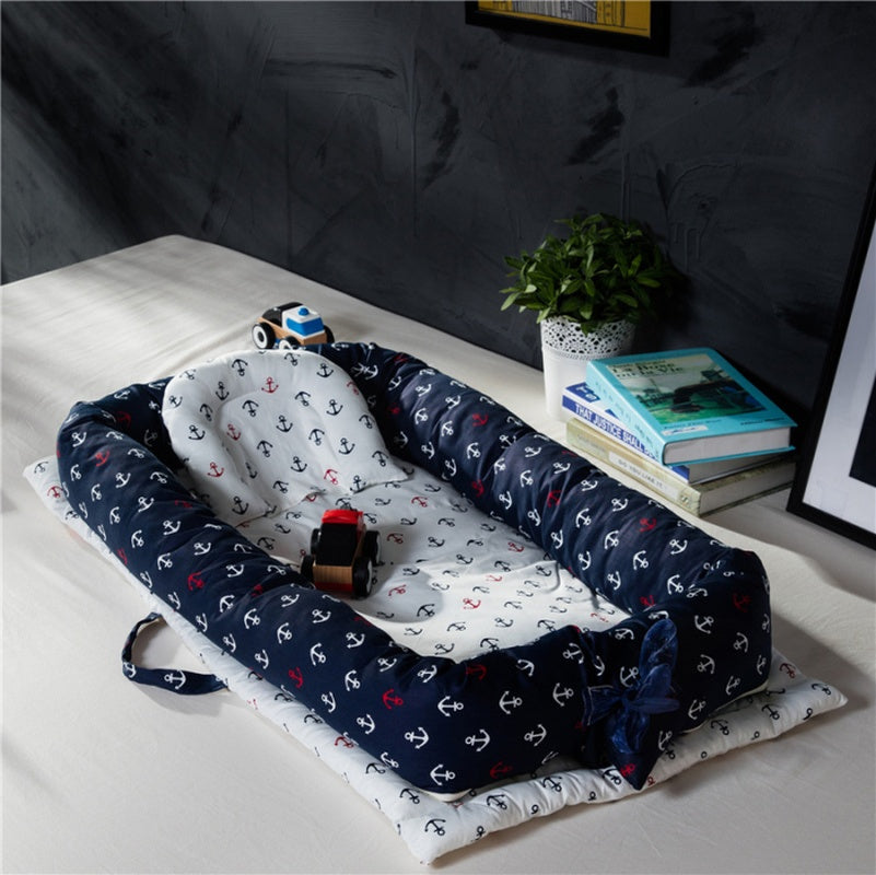 Portable Baby Bassinet Lounger for Co-Sleeping Newborn Cri, Portable Baby Travel Bed, Soft Cotton Toddler Bed