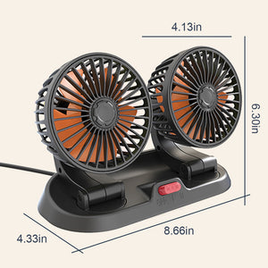 Portable 360° Rotating Car Fan With Dual Heads For Dashboard, Rv, Truck
