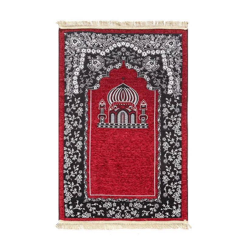 Portable Muslim Prayer Rug With Fringe Tassels Non Slip Backing 1005006499811927-C