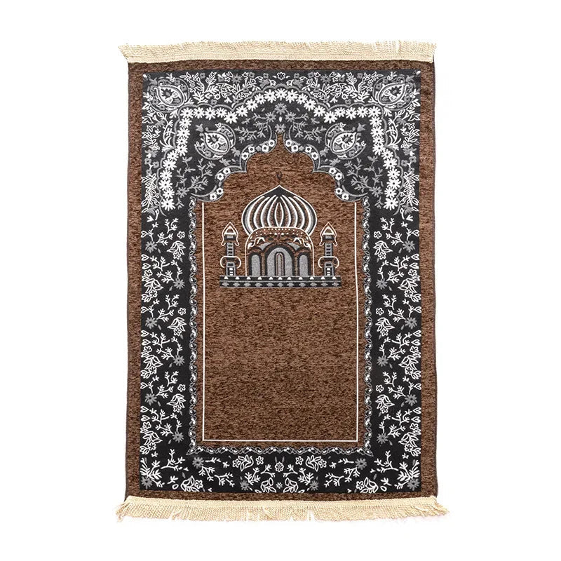 Portable Muslim Prayer Rug With Fringe Tassels Non Slip Backing 1005006499811927-C