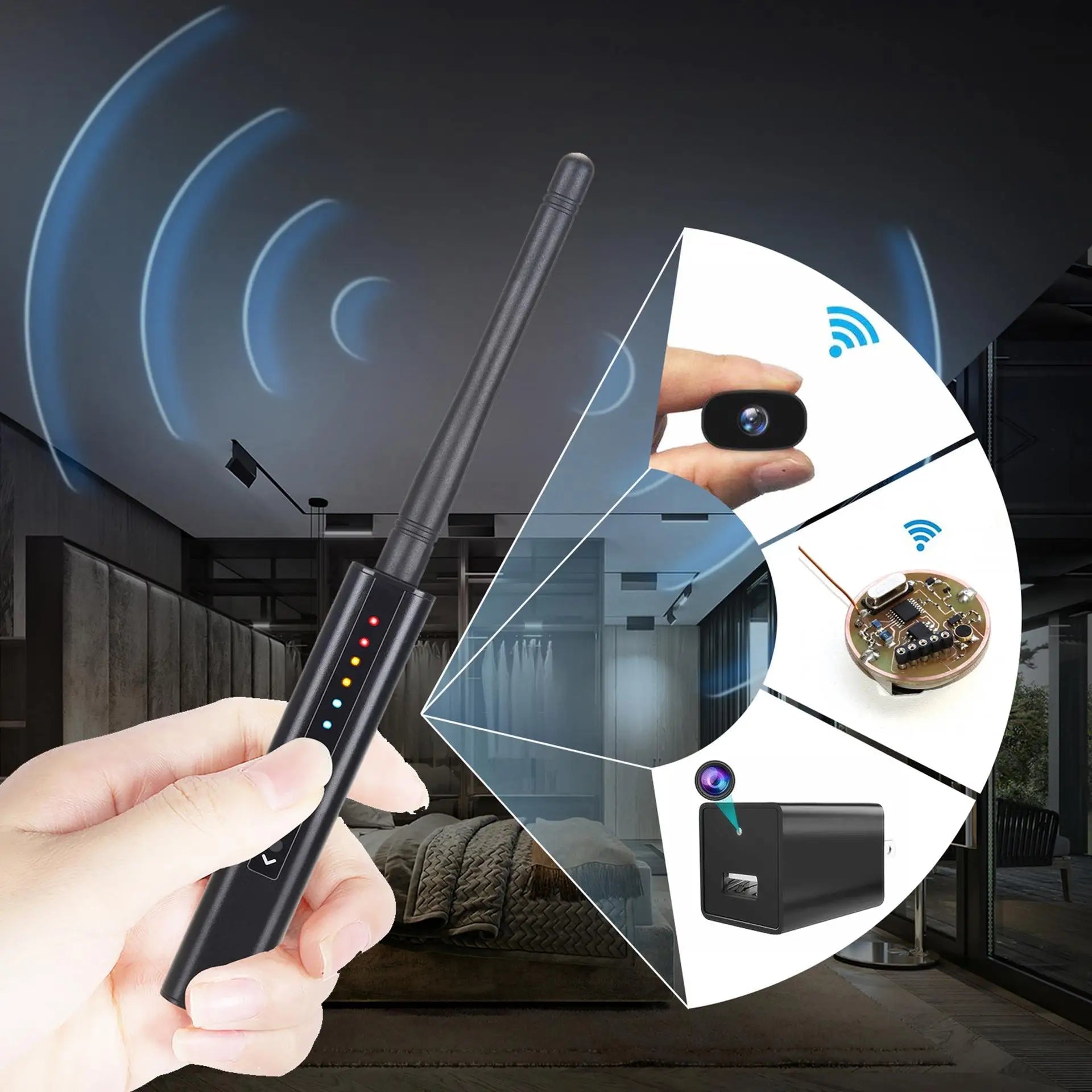 Portable Rf Signal Detector With Antenna For Hidden Camera Bug Finder 1005008518049881-al