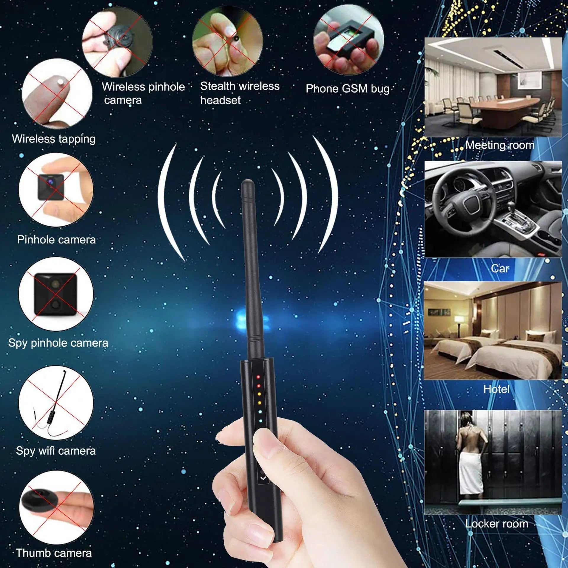 Portable Rf Signal Detector With Antenna For Hidden Camera Bug Finder 1005008518049881-al