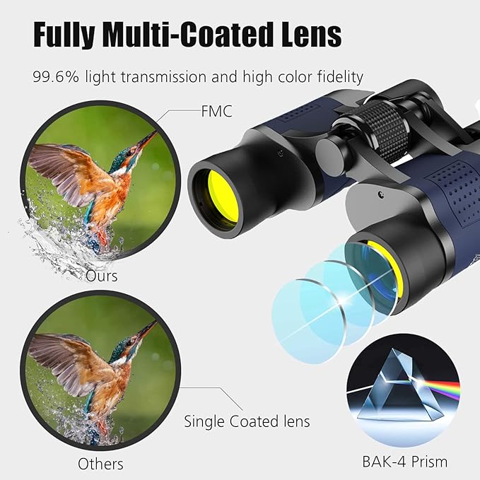 Professional Night Vision Infrared Long-Range Binoculars, Telescope 60X60 HD Vision Binoculars High Power
