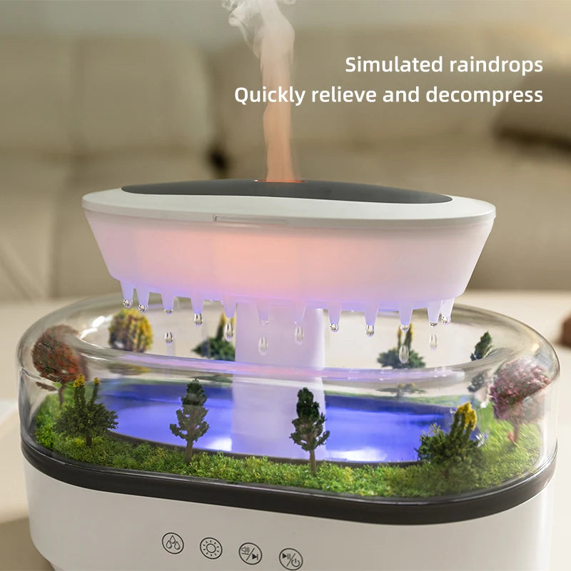 Raindrop Aroma Humidifier Essential Oil Diffuser With Colorful Light White Noise 1005010114636148-US