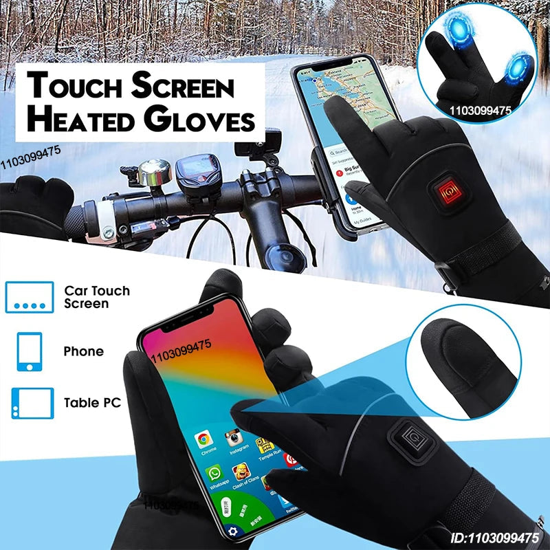 Rechargeable Heated Winter Gloves With 3 Temperature Settings Waterproof Windproof 1005009945519487-HG4-Grey