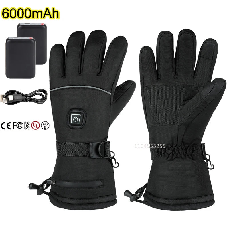 Rechargeable Heated Winter Gloves With 3 Temperature Settings Waterproof Windproof 1005009945519487-HG4-Grey