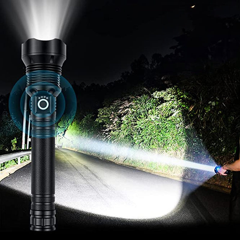 Rechargeable LED Flashlight 90000 Lumens Waterproof Zoomable for Outdoor Use