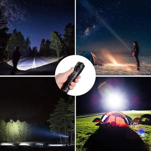 Rechargeable LED Flashlight 90000 Lumens Waterproof Zoomable for Outdoor Use