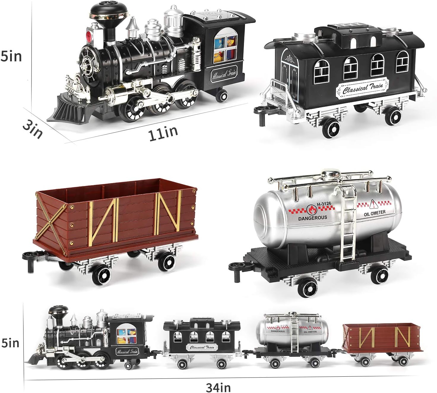 Remote Control Train Set With Smoke, Sound And Light, Rc Train Toy Under Christmas Tree, Toy Train Set For Under Christmas Tree