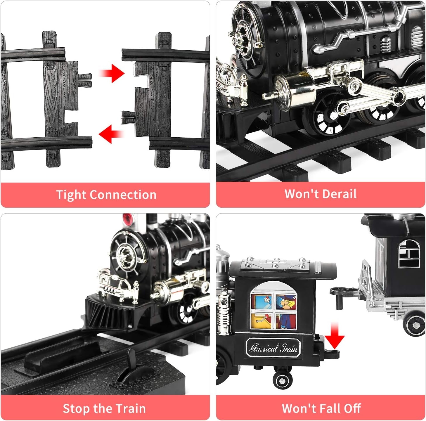 Remote Control Train Set With Smoke, Sound And Light, Rc Train Toy Under Christmas Tree, Toy Train Set For Under Christmas Tree