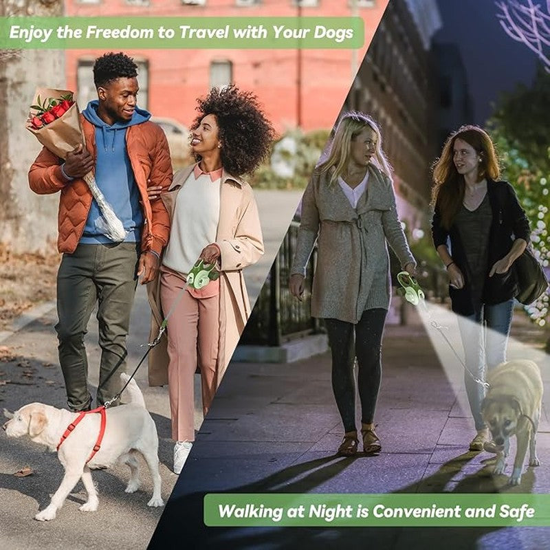 Retractable Dog Leash With Flashlight, 4 In 1 Dog Leash Retractable, Anti-Slip Handle