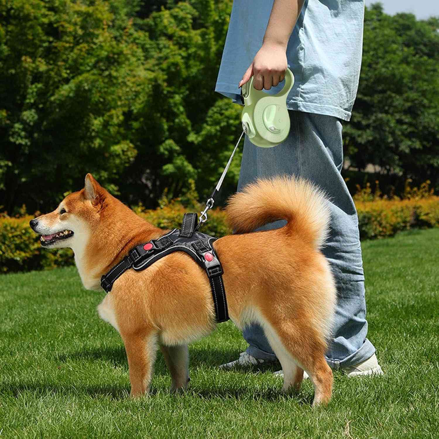 Retractable Dog Leash With Flashlight, 4 In 1 Dog Leash Retractable, Anti-Slip Handle