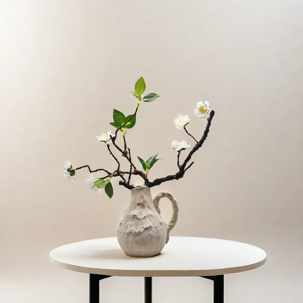 Retro Embossed Ceramic Vase For Dried Flower Arrangements Home Decor 1005008732765557-WHITE