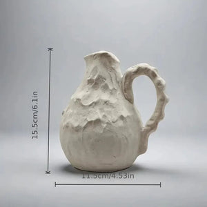 Retro Embossed Ceramic Vase For Dried Flower Arrangements Home Decor 1005008732765557-WHITE