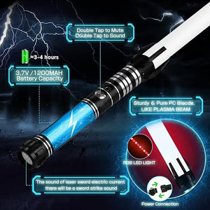 RGB Metal Lightsaber Toy with Sound, 14 Colors, USB Charge