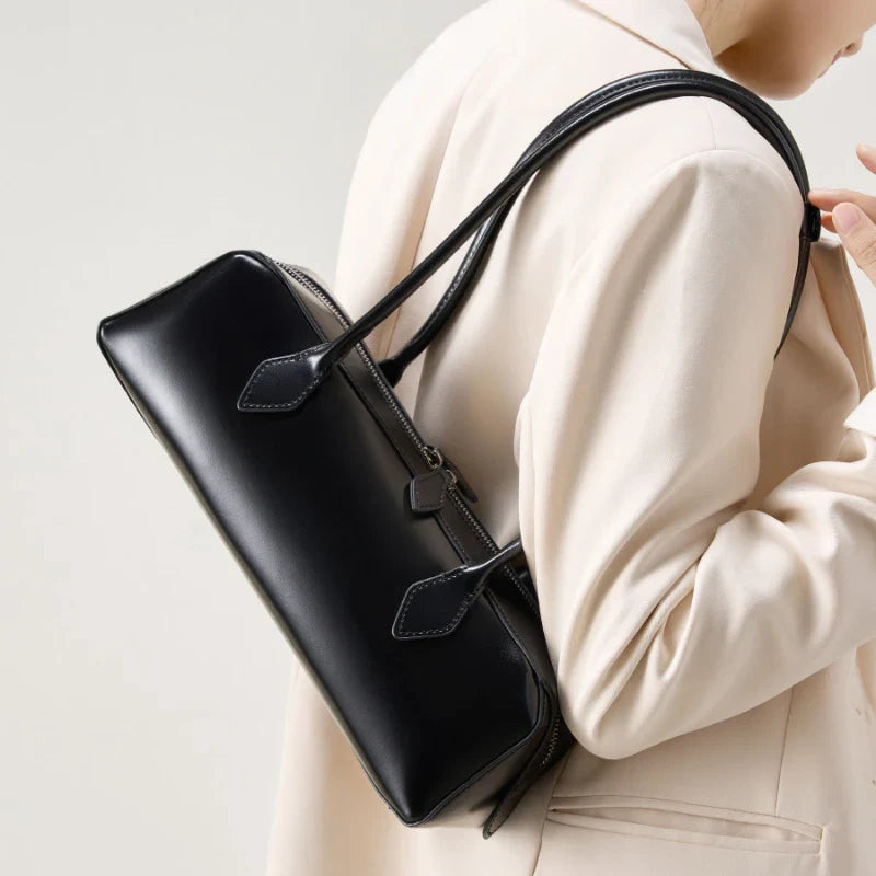 Luxury Genuine Leather Women Shoulder Baguette Bag
