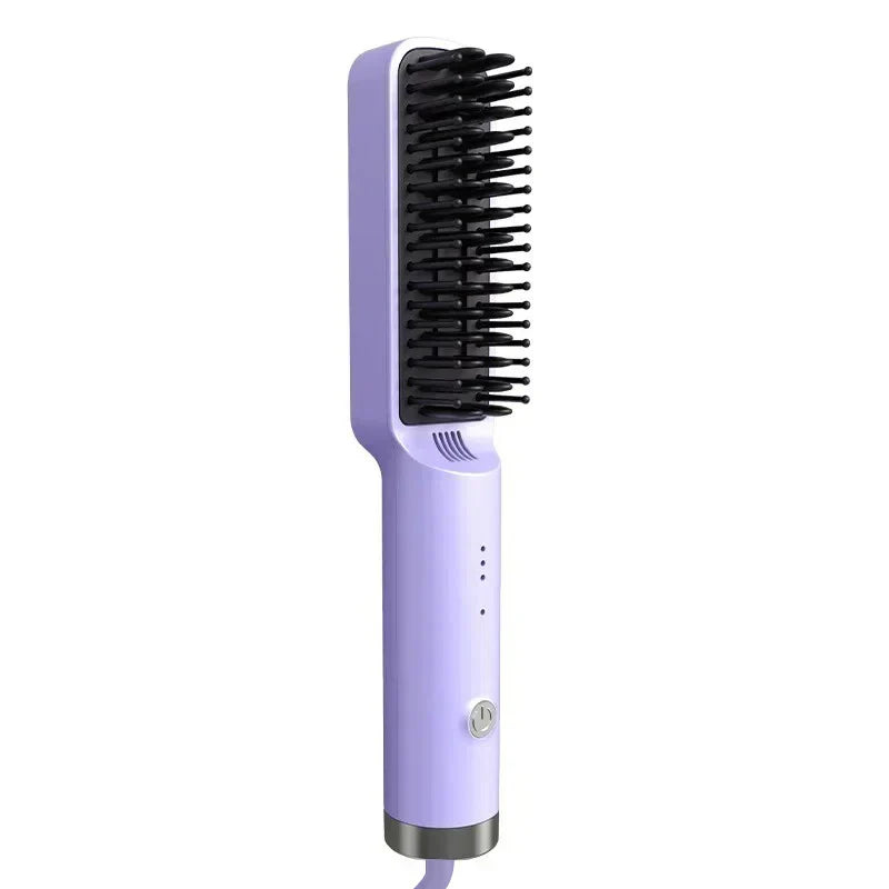 Portable Rechargeable Hair Straightener Brush with Ion Care