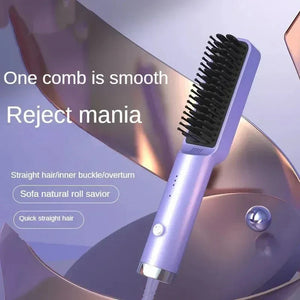 Portable Rechargeable Hair Straightener Brush with Ion Care