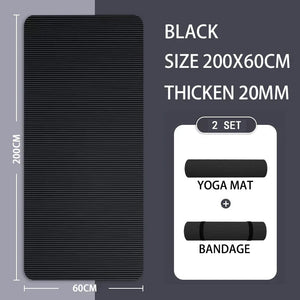 20Mm Thick Non-Slip Nbr Yoga Mat 200X60Cm