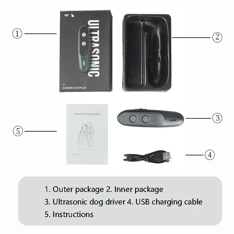 Rechargeable High-Power Ultrasonic Dog Bark Deterrent