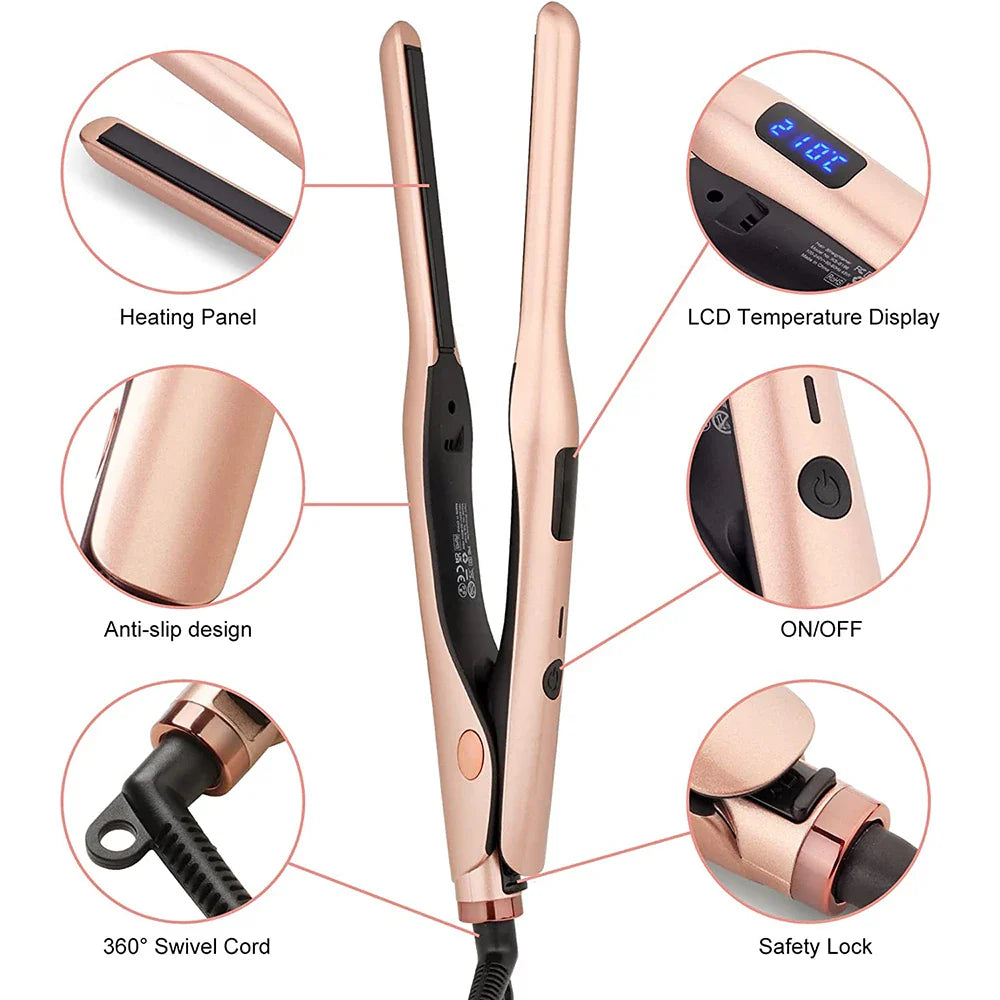 3/10 Inch Mini Flat Iron for Short Hair Styling