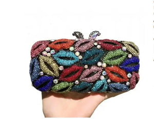 Multi Pink Crystal Clutch Evening Bag