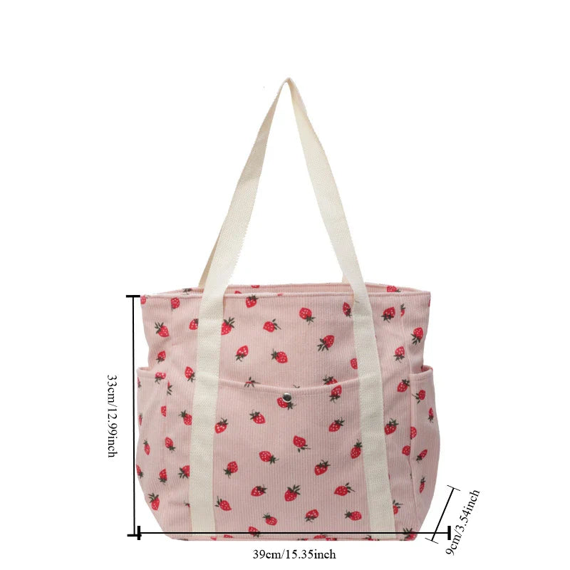 Corduroy Large Capacity Minimalist Tote Bag