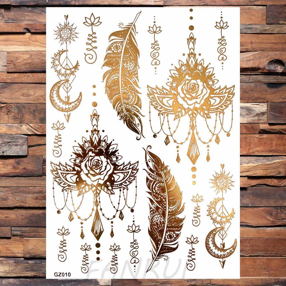 Elephant Moon Mandala Temporary Tattoo Sticker Waterproof Body Art