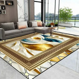Luxury Golden Abstract Carpet Rug For Living Room Bedroom
