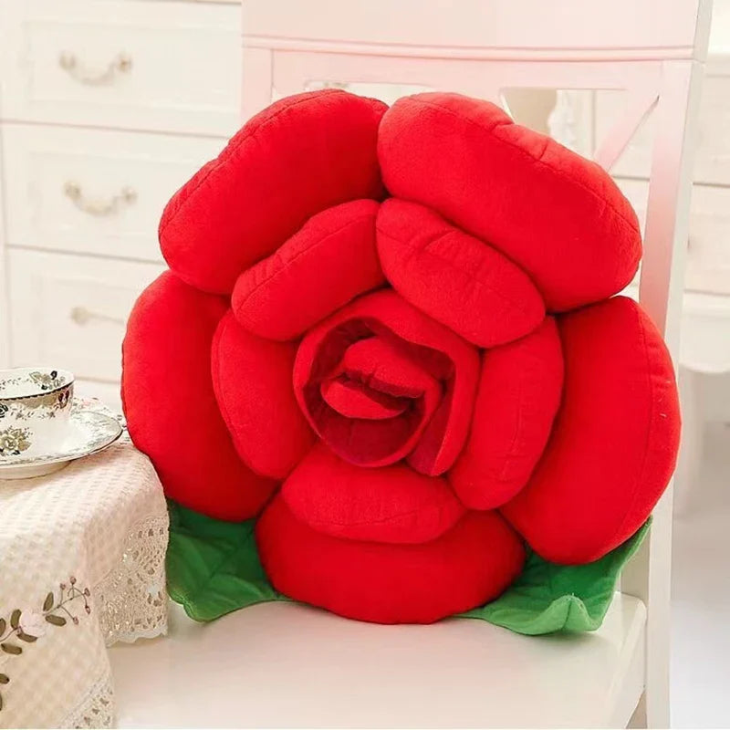 3D Rose Style Decorative Pillow for Home and Events