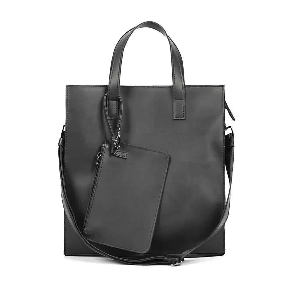 Vintage PU Leather Men's Large Capacity Tote Bag
