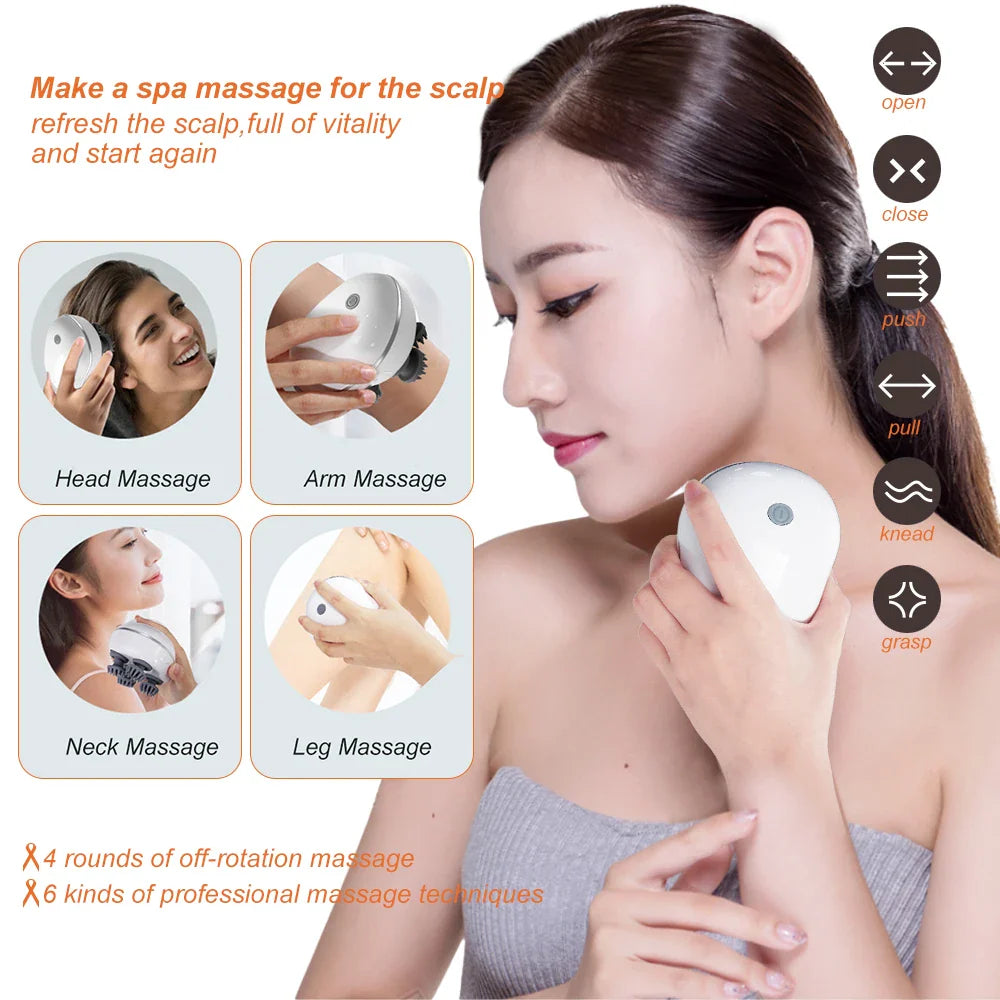 Red Light Electric Scalp & Body Massager with 4 Heads
