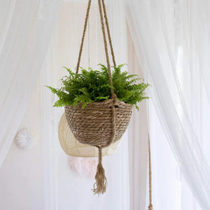 Natural Seagrass Hanging Planter Boho Indoor Decor 