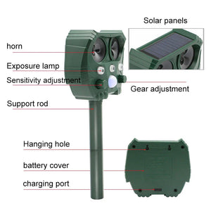 Solar Ultrasonic Animal Repeller for Garden and Yard