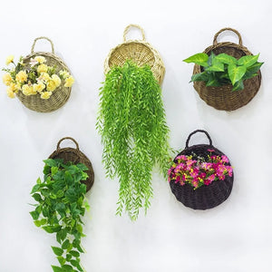 Handmade Rattan Hanging Wall Planter Basket