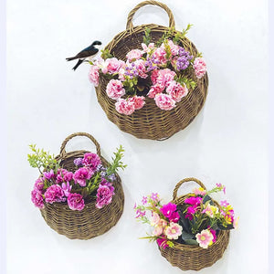 Handmade Rattan Hanging Wall Planter Basket