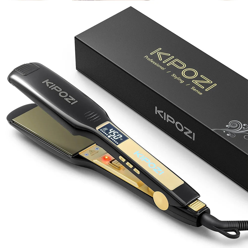 Professional Titanium Flat Iron Hair Straightener LCD Display