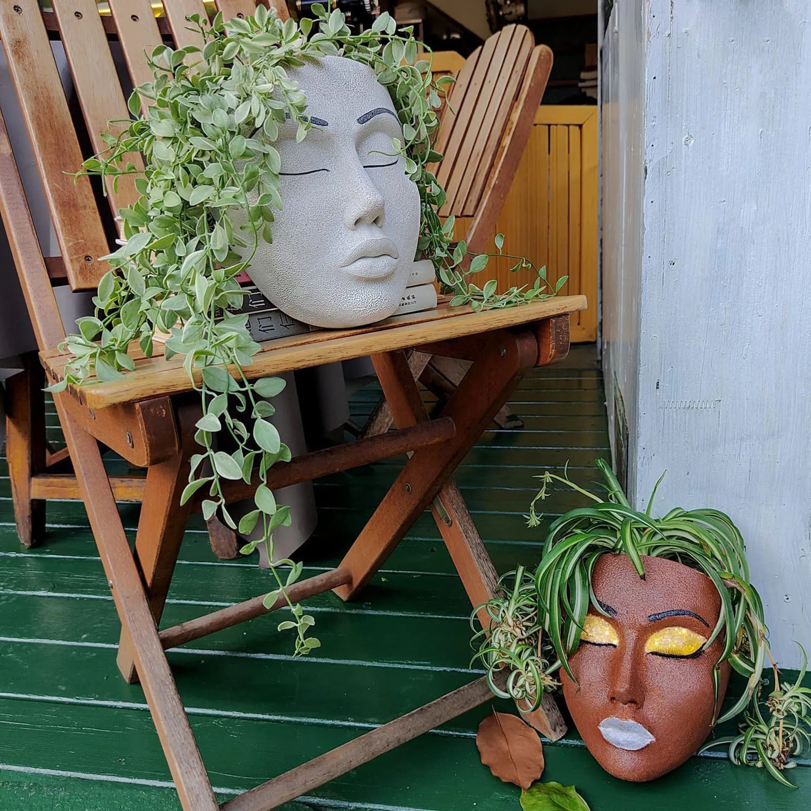 Creative Resin Wall Planter with Drainage Hole