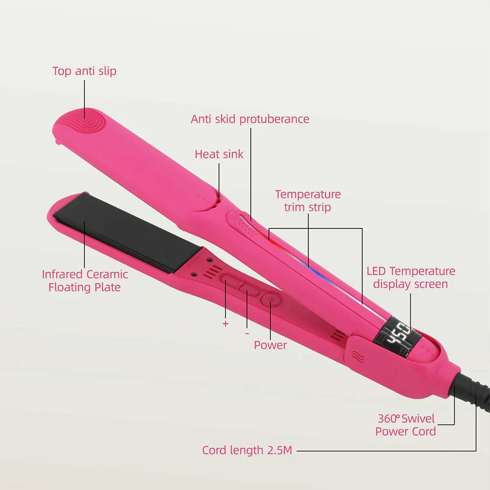 Infrared Ceramic Hair Straightener 450°F Dual Voltage