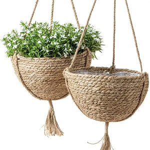 Natural Seagrass Hanging Planter Boho Indoor Decor 