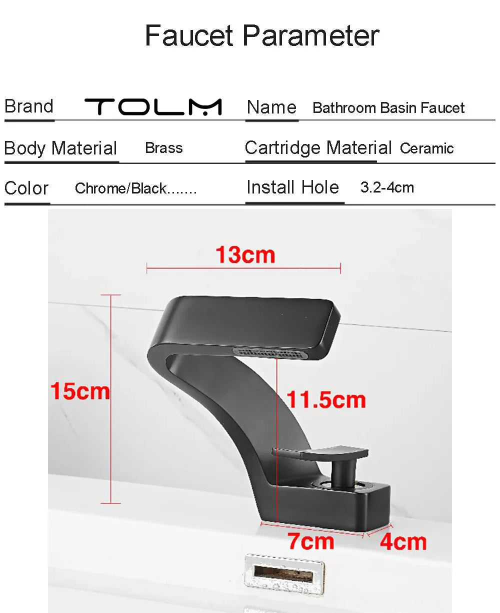 Modern Bathroom Waterfall Faucet with Single Handle