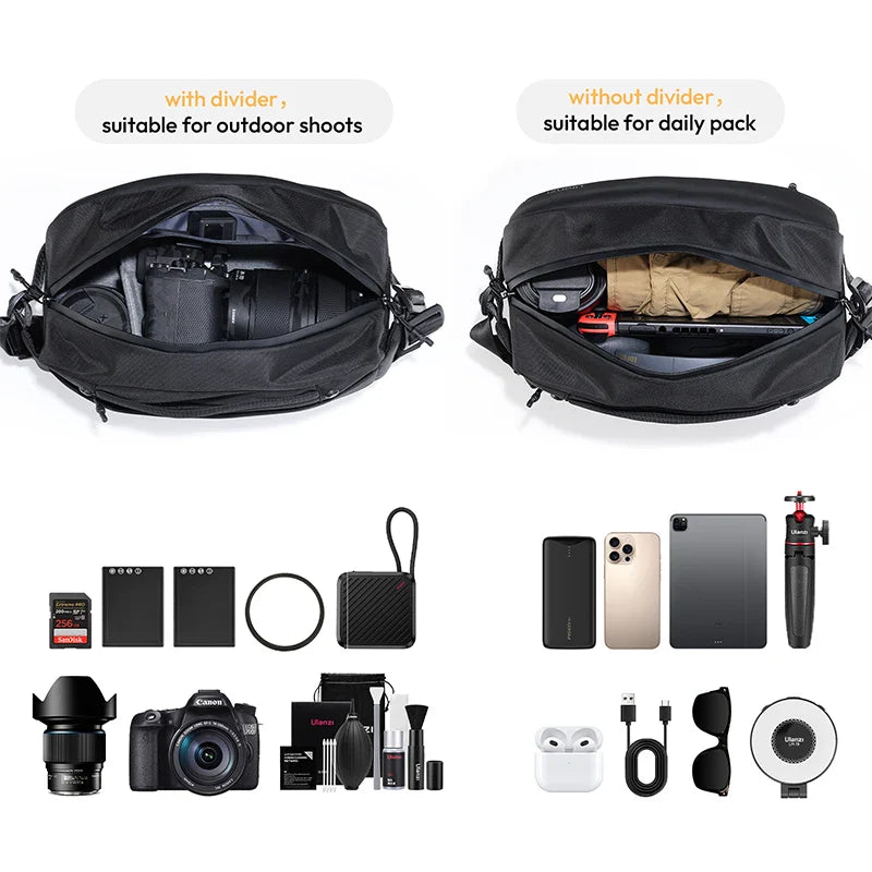Lightweight Waterproof Sling Camera Bag with Divider