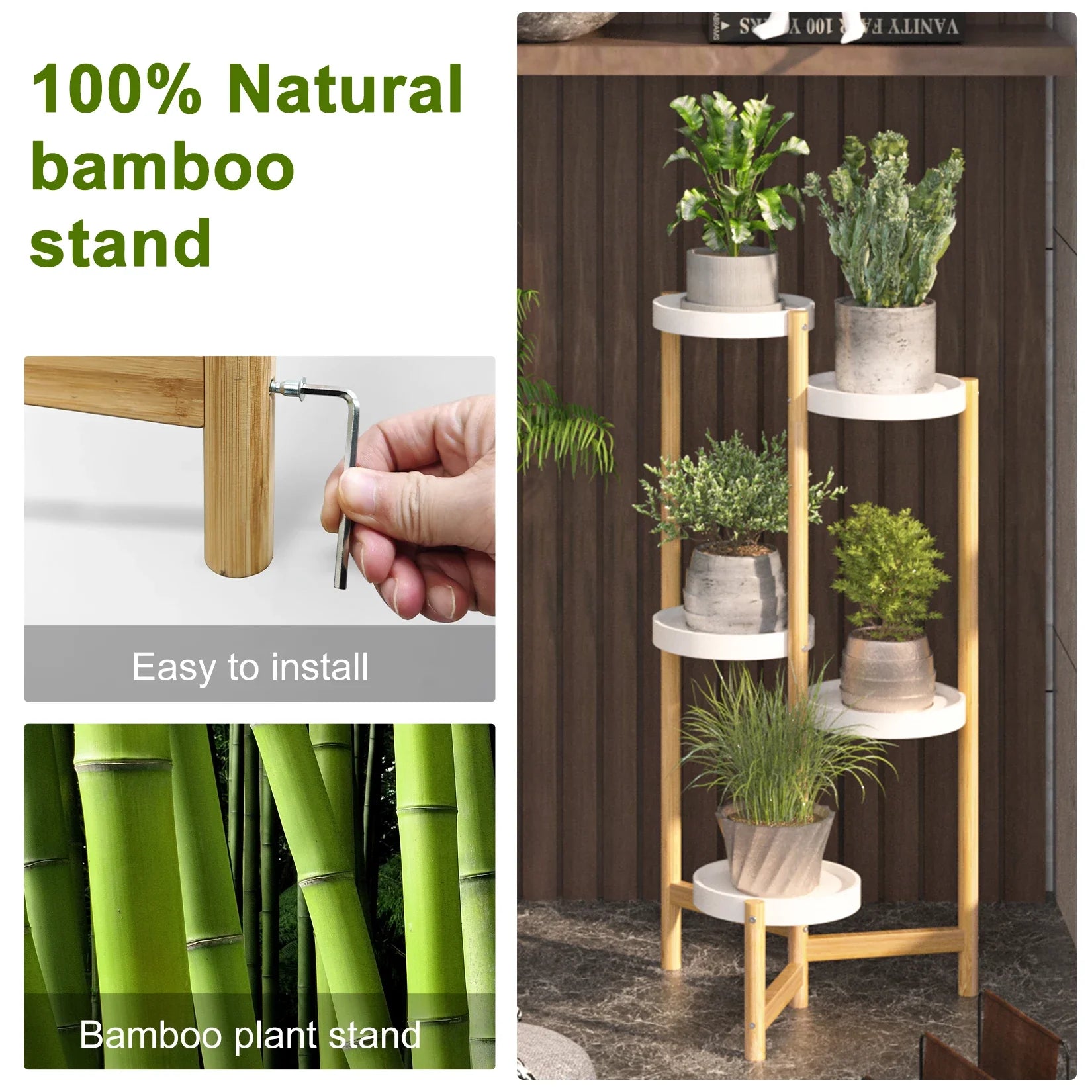 Bamboo 5-Tier Indoor Outdoor Plant Stand Rack