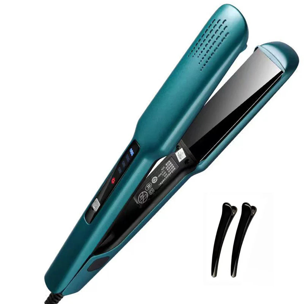 Professional Titanium Hair Straightener Brush with LCD
